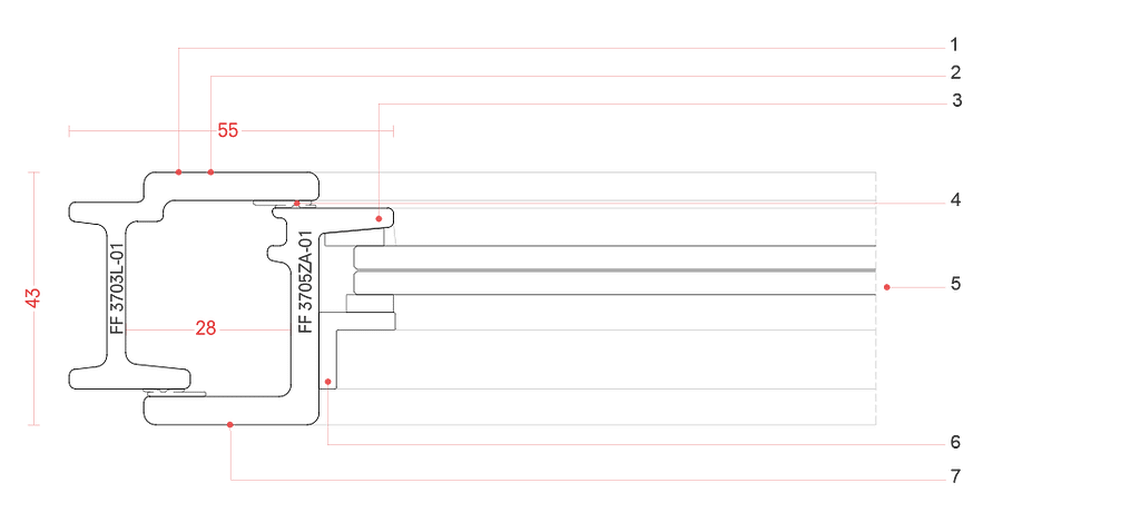 Slim window door profile steel frames drawing