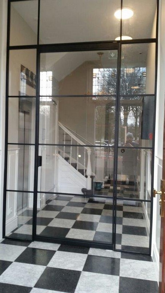 steel doors with pivot opening