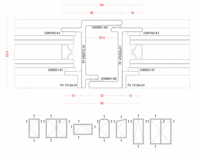 Minimal sightline steel window door systems frame drawing